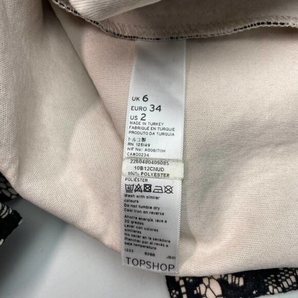 TOPSHOP Black Lace Floral Mini Dress Size  2 - Picture 7 of 7